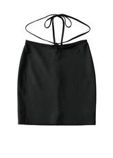 Tie Waist Mini Black Skirt