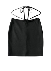 Tie Waist Mini Black Skirt