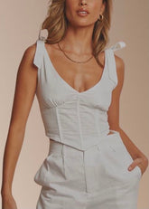 Bow Corset Top In White