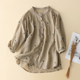 Cotton Floral Embroidered Comfortable Boat Neck Shirt