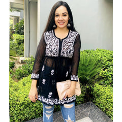Gorgeous Chickankari Georgette Short Kurta