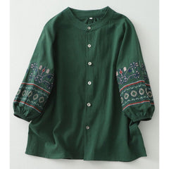Pure Cotton Shirt With Embroidered Sleeves