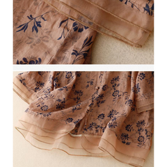 Pure Cotton Printed Shirt With Organza