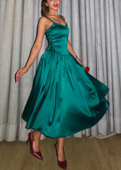 Emerald Satin Dress