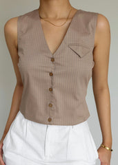 Beige Waistcoat & Skort Set