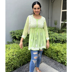 Gorgeous Chickankari Georgette Short Kurta