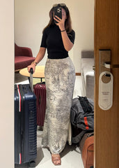 Satin Printed Long Skirt