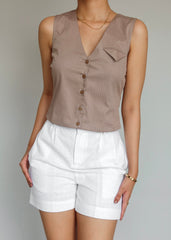 Beige Waistcoat & Skort Set