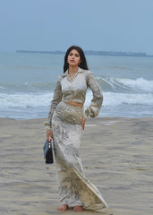 Satin Printed Long Skirt