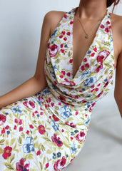 Blossom Cowl Neck Long Dress