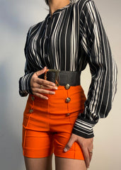 High Waisted Button Shorts