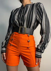 High Waisted Button Shorts