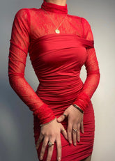 Ebony Sheer Top (Red) 1pc