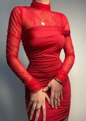 Ebony Sheer Top (Red) 1pc