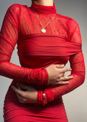 Ebony Sheer Top (Red) 1pc