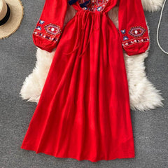 Rayon Embriodered Western Boho Long Maxi Dress