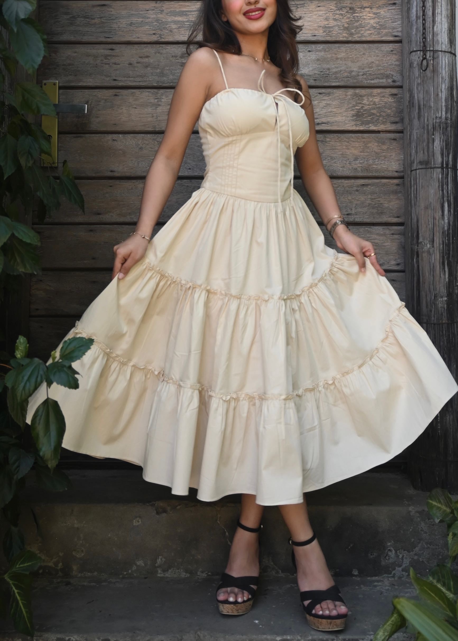Cream Ruffle Sundress