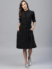 Rayon Printed Polka Dot Women's Short Dress